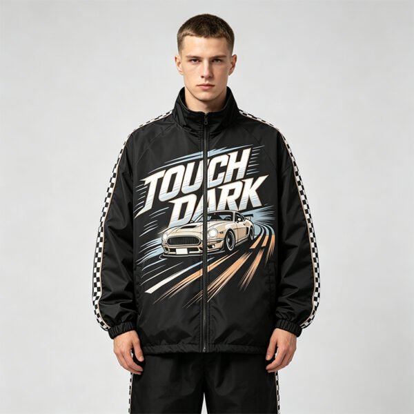 Custom Checker-Stripe Racing Windbreaker Jacket | VWT-658 - Style 658A8A - product detail view 4 Custom Checker-Stripe Racing Windbreaker Jacket | VWT-658 - Style 658A8A - product detail view 4