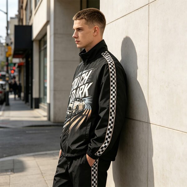 Custom Checker-Stripe Racing Windbreaker Jacket | VWT-658 - Style 658A8A - product detail view 7 Custom Checker-Stripe Racing Windbreaker Jacket | VWT-658 - Style 658A8A - product detail view 7