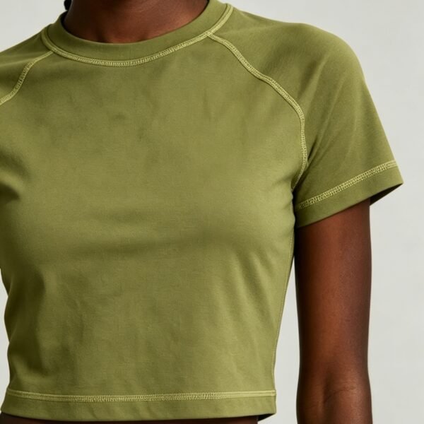 Custom Raglan Stitch Crop Top | - Style 0A252F - product detail view 5 Custom Raglan Stitch Crop Top | - Style 0A252F - product detail view 5