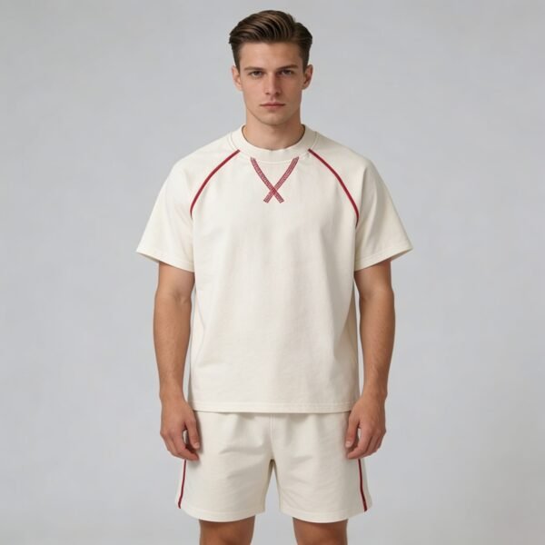 Custom Contrast-Piped Raglan T-Shirt and Shorts Set - VW-C3E214 - Style C3E214 - product detail view 6