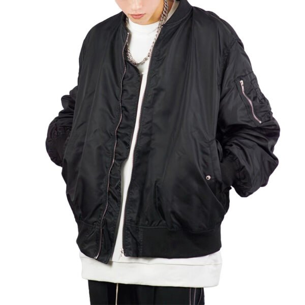 Custom Raised Skeleton Back Bomber Jacket - Style 4D4204 - product detail view 2 Custom Raised Skeleton Back Bomber Jacket - Style 4D4204 - product detail view 2