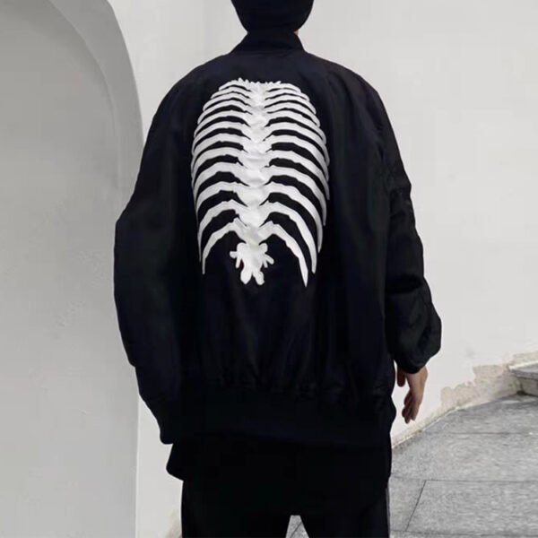 Custom Raised Skeleton Back Bomber Jacket - Style 4D4204 - product detail view 5 Custom Raised Skeleton Back Bomber Jacket - Style 4D4204 - product detail view 5