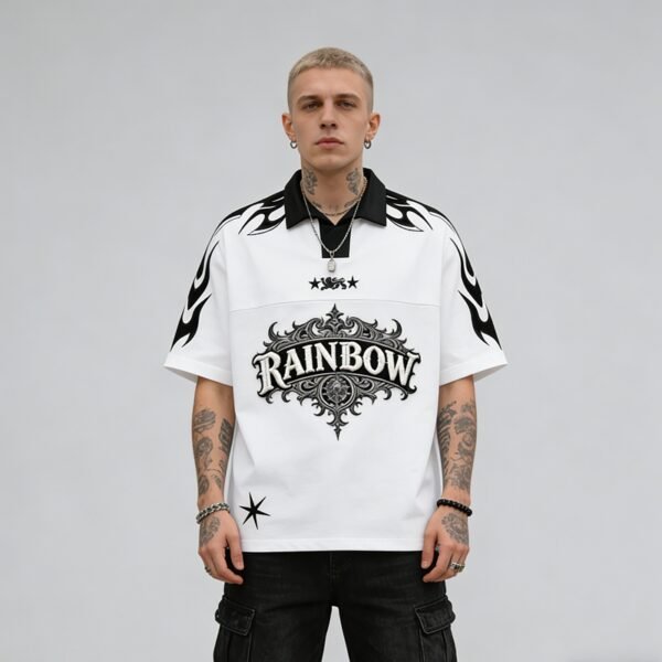 Custom Raised Embroidered Flame Polo Shirt - Style 253560 - product detail view 6 Custom Raised Embroidered Flame Polo Shirt - Style 253560 - product detail view 6