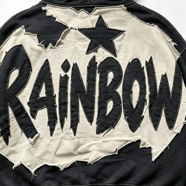 Custom Raw-Edge Applique Boxy Cropped Pullover Hoodie - Style 0E05CA - product detail view 2 Custom Raw-Edge Applique Boxy Cropped Pullover Hoodie - Style 0E05CA - product detail view 2
