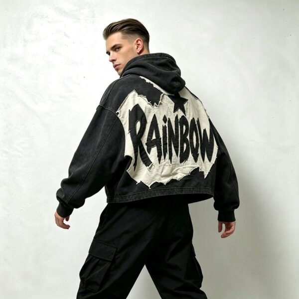 Custom Raw-Edge Applique Boxy Cropped Pullover Hoodie - Style 0E05CA - product detail view 6 Custom Raw-Edge Applique Boxy Cropped Pullover Hoodie - Style 0E05CA - product detail view 6