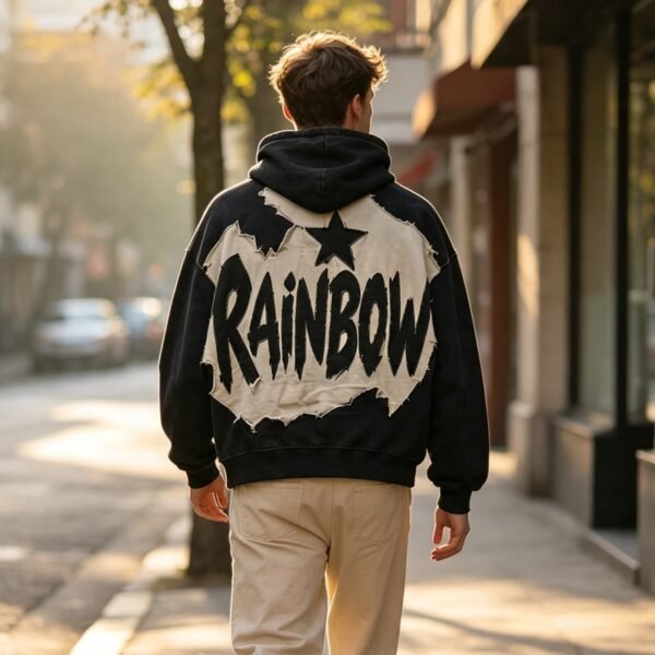 Custom Raw-Edge Applique Boxy Cropped Pullover Hoodie - Style 0E05CA - product detail view 7 Custom Raw-Edge Applique Boxy Cropped Pullover Hoodie - Style 0E05CA - product detail view 7