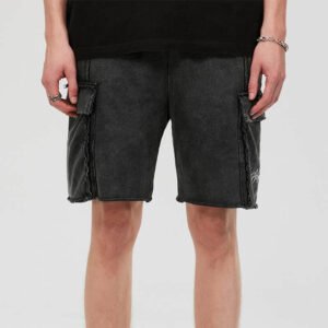 Custom Vintage Washed Raw-Edge Cargo Shorts - VW-SH-801 - Style 8C9ECE