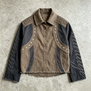Custom Raw-Edge Color-Block Crop Shirt - 51BE98D8 - Style 51BE98