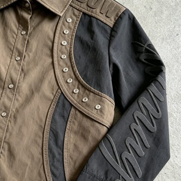 Custom Raw-Edge Color-Block Crop Shirt - 51BE98D8 - Style 51BE98 - product detail view 6 Custom Raw-Edge Color-Block Crop Shirt - 51BE98D8 - Style 51BE98 - product detail view 6