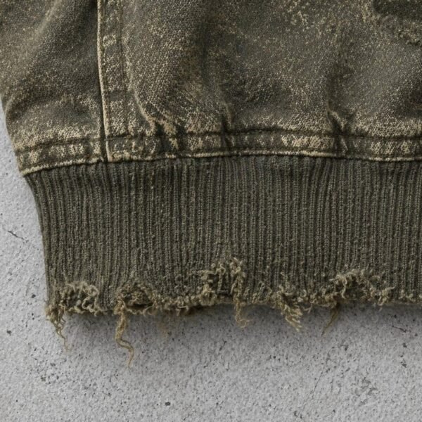 Custom Distressed Raw-Hem Hooded Canvas Jacket - Style C42448 - product detail view 3 Custom Distressed Raw-Hem Hooded Canvas Jacket - Style C42448 - product detail view 3