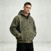 Custom Distressed Raw-Hem Hooded Canvas Jacket - Style C42448 - product detail view 8 Custom Distressed Raw-Hem Hooded Canvas Jacket - Style C42448 - product detail view 8