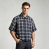 Custom Raw-Hem Plaid Shirt with Graphic Panel Layout - Style 5A2562 - product detail view 3 Custom Raw-Hem Plaid Shirt with Graphic Panel Layout - Style 5A2562 - product detail view 3