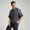 Custom Raw-Hem Plaid Shirt with Graphic Panel Layout - Style 5A2562 - product detail view 4 Custom Raw-Hem Plaid Shirt with Graphic Panel Layout - Style 5A2562 - product detail view 4