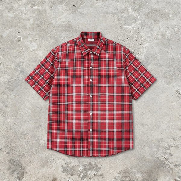 Custom Red Plaid Back Graphic Short-Sleeve Shirt | VW-65F66A - Style 65F66A - product detail view 10 Custom Red Plaid Back Graphic Short-Sleeve Shirt | VW-65F66A - Style 65F66A - product detail view 10