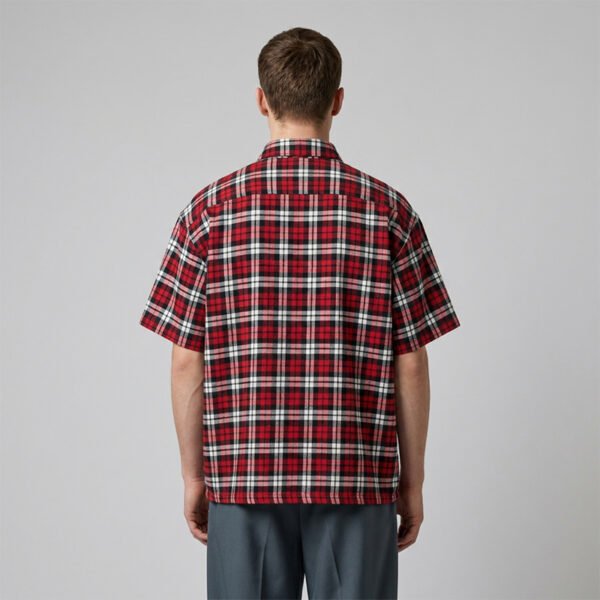 Custom Red Plaid Applique Streetwear Shorts - Style 9CB669 - product detail view 4 Custom Red Plaid Applique Streetwear Shorts - Style 9CB669 - product detail view 4