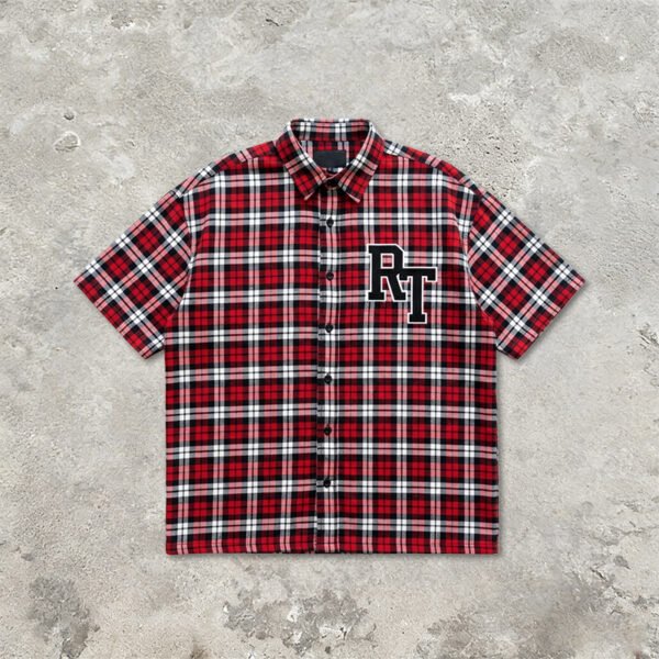 Custom Red Plaid Applique Streetwear Shorts - Style 9CB669 - product detail view 5 Custom Red Plaid Applique Streetwear Shorts - Style 9CB669 - product detail view 5