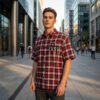 Custom Red Plaid Applique Streetwear Shorts - Style 9CB669 - product detail view 7 Custom Red Plaid Applique Streetwear Shorts - Style 9CB669 - product detail view 7