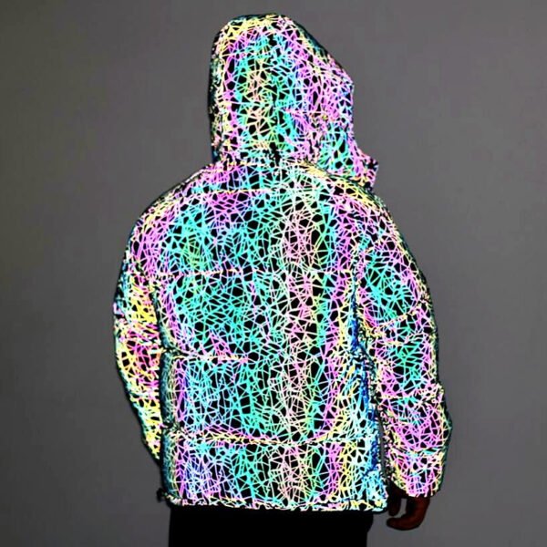Custom Reflective Hooded Puffer Jacket with Zip Front - Style 8C996C - product detail view 9 Custom Reflective Hooded Puffer Jacket with Zip Front - Style 8C996C - product detail view 9