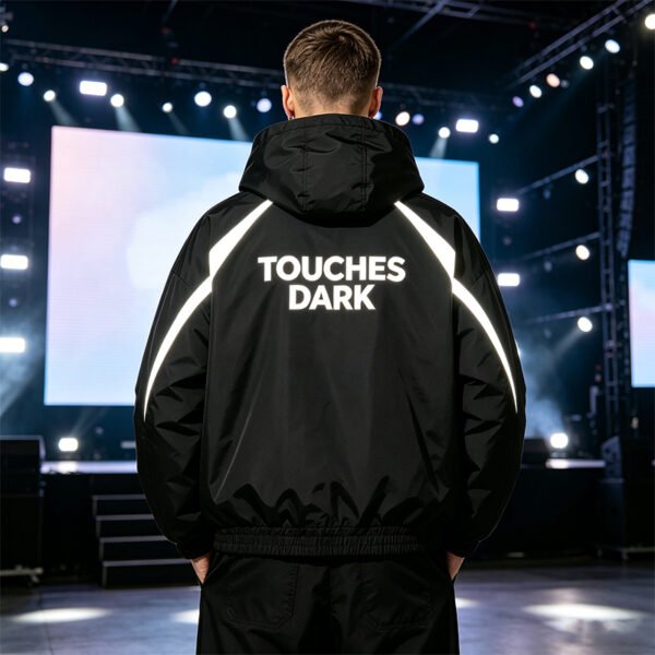 Custom Reflective Patchwork Hooded Jacket - Style 98EF81 - product detail view 6 Custom Reflective Patchwork Hooded Jacket - Style 98EF81 - product detail view 6