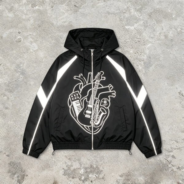 Custom Reflective Patchwork Hooded Jacket - Style 98EF81 - product detail view 9 Custom Reflective Patchwork Hooded Jacket - Style 98EF81 - product detail view 9