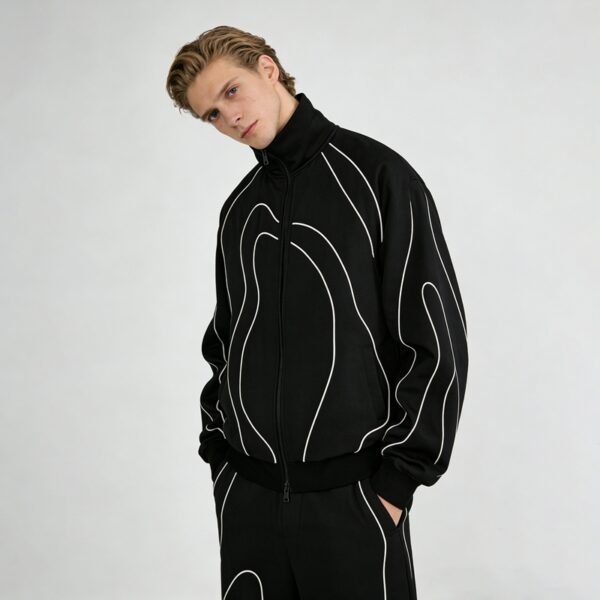 Custom Reflective Piping Streetwear Tracksuit Set - Style 598B25 - product detail view 4