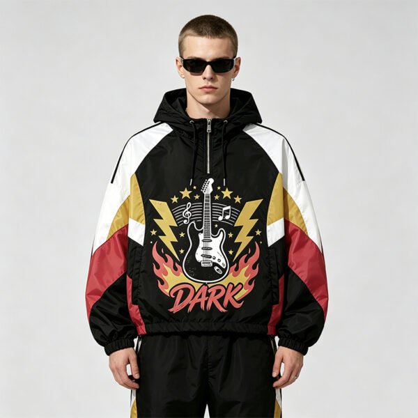 Custom Color-Block Hooded Graphic Jacket - Style 7ED7D0