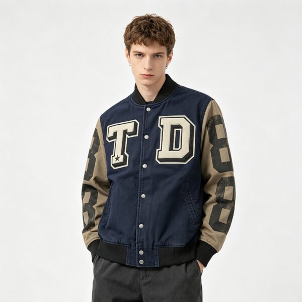 Custom Reinforced Pocket Varsity Jacket 709-10 - Style D42575 - product detail view 2 Custom Reinforced Pocket Varsity Jacket 709-10 - Style D42575 - product detail view 2