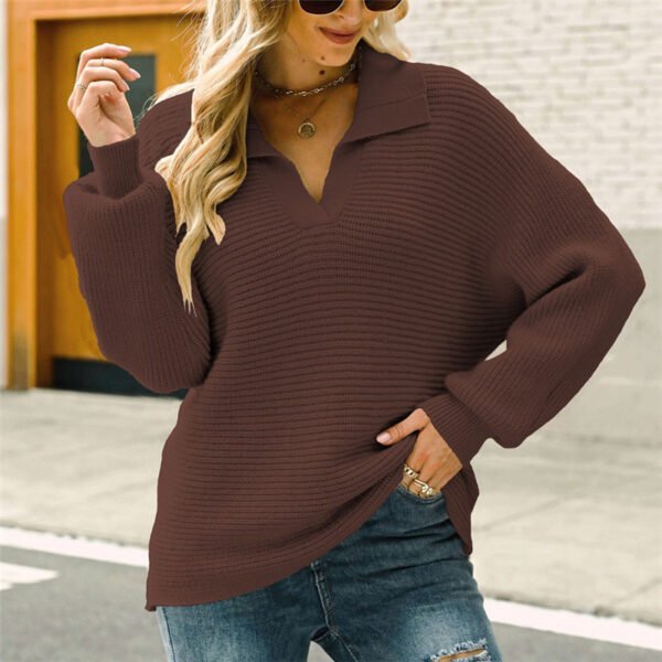 Custom Relaxed Collared Knit Pullover Sweater - Style D6F1DF - product detail view 4 Custom Relaxed Collared Knit Pullover Sweater - Style D6F1DF - product detail view 4