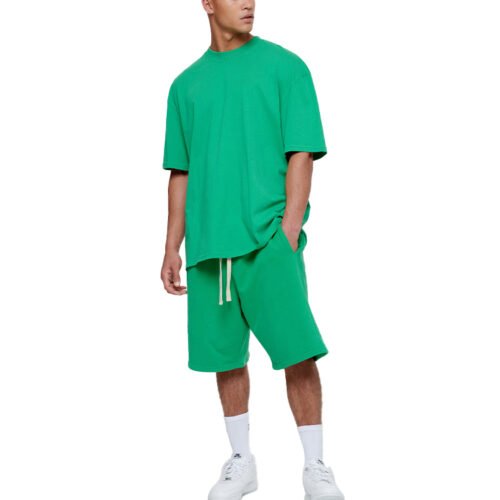Green relaxed fit shorts and oversized t-shirt set