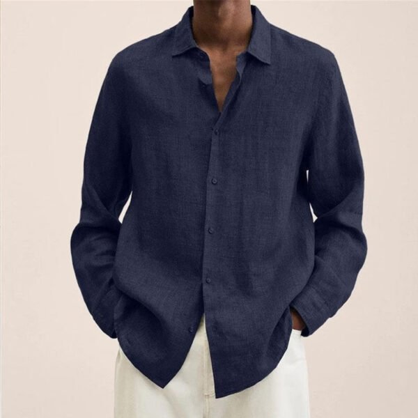 Custom Navy Relaxed Long-Sleeve Overshirt - Style 440585 Navy relaxed fit long-sleeve overshirt