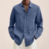 Custom Navy Relaxed Long-Sleeve Overshirt - Style 440585 - product detail view 3 Custom Navy Relaxed Long-Sleeve Overshirt - Style 440585 - product detail view 3