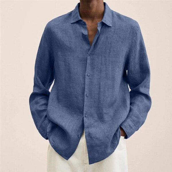 Custom Navy Relaxed Long-Sleeve Overshirt - Style 440585 - product detail view 3 Custom Navy Relaxed Long-Sleeve Overshirt - Style 440585 - product detail view 3