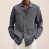 Custom Navy Relaxed Long-Sleeve Overshirt - Style 440585 - product detail view 4 Custom Navy Relaxed Long-Sleeve Overshirt - Style 440585 - product detail view 4