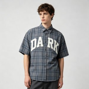 Custom Relaxed Plaid Applique Short-Sleeve Shirt 06 - Style 4FB9F7
