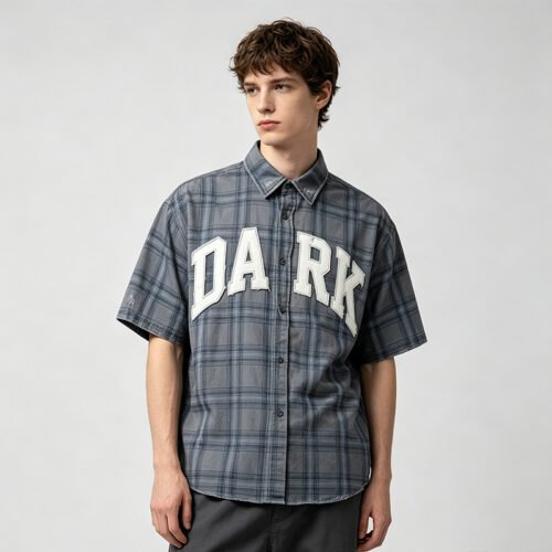 Custom Relaxed Plaid Applique Short-Sleeve Shirt 06 - Style 4FB9F7 Custom Relaxed Plaid Applique Short-Sleeve Shirt 06 - Style 4FB9F7