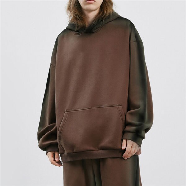 Custom Relaxed Pullover Hoodie with Kangaroo Pocket - Style 23FD49 Brown ombre relaxed fit pullover hoodie with kangaroo pocket