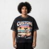 Custom Acid-Wash Rhinestone Graphic Boxy T-Shirt VWT-091 - Style 9CF2E9 - product detail view 2 Custom Acid-Wash Rhinestone Graphic Boxy T-Shirt VWT-091 - Style 9CF2E9 - product detail view 2