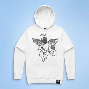 Custom Rhinestone Angel Graphic Pullover Hoodie - Style D6C23D