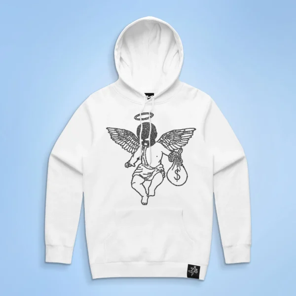 Custom Rhinestone Angel Graphic Pullover Hoodie - Style D6C23D