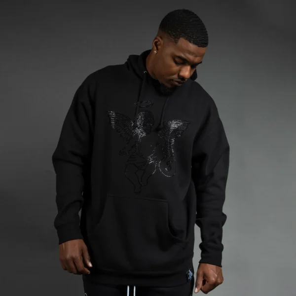 Custom Rhinestone Angel Graphic Pullover Hoodie - Style D6C23D - product detail view 4