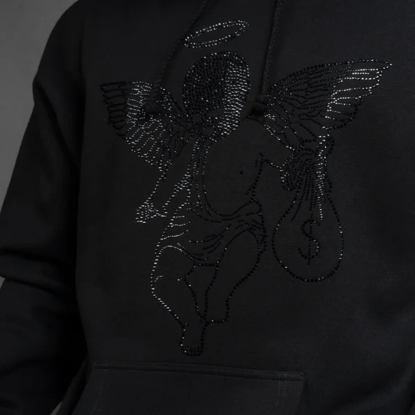 Custom Rhinestone Angel Graphic Pullover Hoodie - Style D6C23D - product detail view 5
