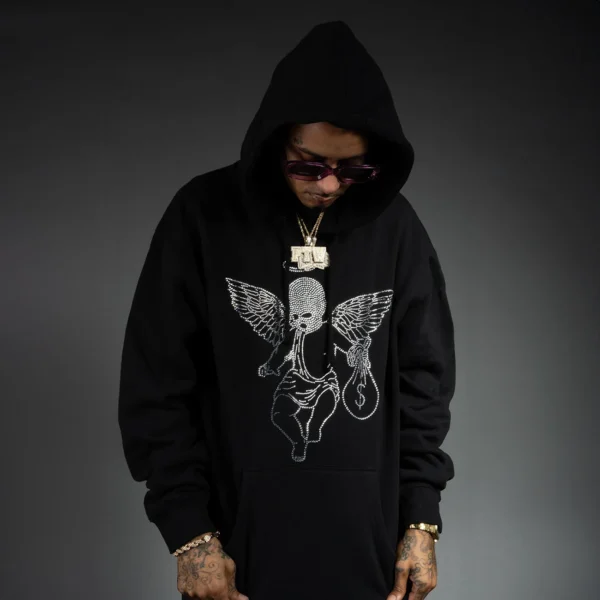 Custom Rhinestone Angel Graphic Pullover Hoodie - Style CD3F1A - product detail view 11 Custom Rhinestone Angel Graphic Pullover Hoodie - Style CD3F1A - product detail view 11