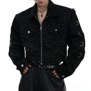 Custom Rhinestone Buckle Denim Jacket - Style EDAA01