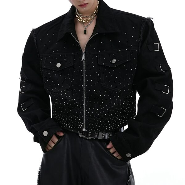 Custom Rhinestone Buckle Denim Jacket - Style EDAA01
