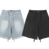 Custom Rhinestone Washed Denim Long Shorts - Style 51CCB6 - product detail view 6 Custom Rhinestone Washed Denim Long Shorts - Style 51CCB6 - product detail view 6
