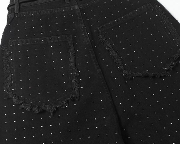 Custom Rhinestone Washed Denim Long Shorts - Style 51CCB6 - product detail view 7 Custom Rhinestone Washed Denim Long Shorts - Style 51CCB6 - product detail view 7