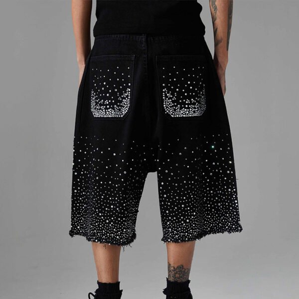 Custom Rhinestone Raw-Hem Denim Shorts - Style 20BD28 - product detail view 2 Custom Rhinestone Raw-Hem Denim Shorts - Style 20BD28 - product detail view 2