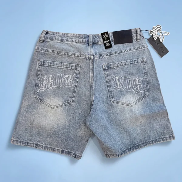 Custom Rhinestone Embroidered Denim Shorts - Style C8B234 - product detail view 4