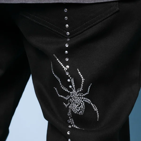 Custom Black Rhinestone Spider Flared Jeans - Style B48B7A - product detail view 2 Custom Black Rhinestone Spider Flared Jeans - Style B48B7A - product detail view 2