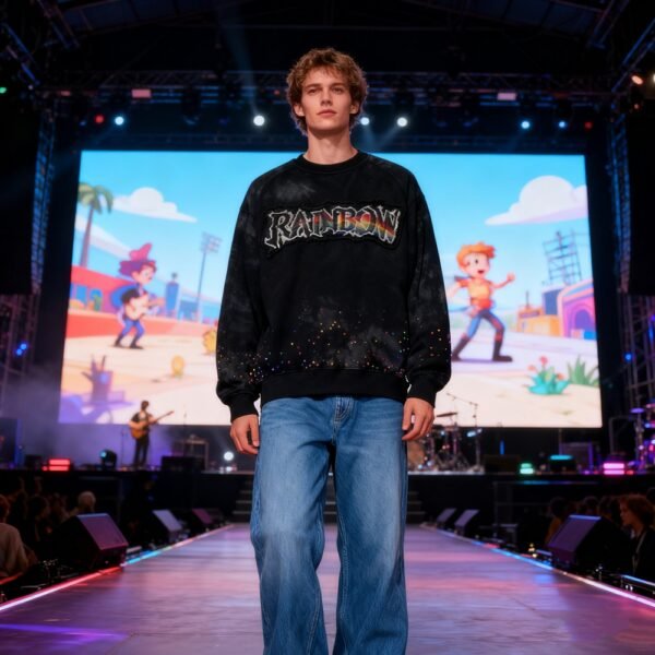 Custom Men's Rhinestone Graphic Sweatshirt - Style 54BE0D - product detail view 4